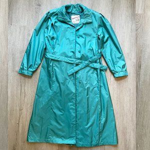 Royal Castle Vintage turquoise trench coat size 6 | Long blue jacket w/ buttons